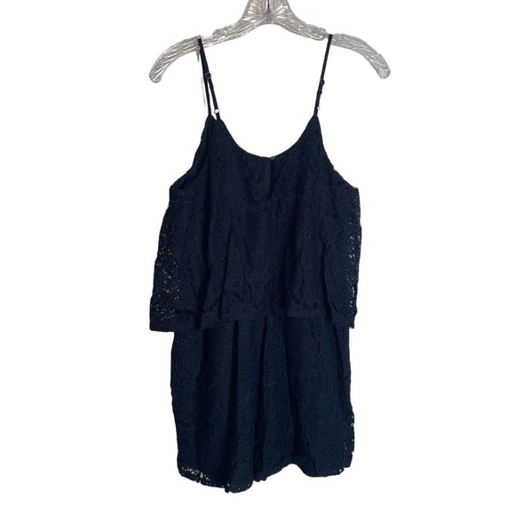 Mossimo Size S Black Floral Lace Pockets Keyhole Back Romper Shorts Small Target - Picture 1 of 5